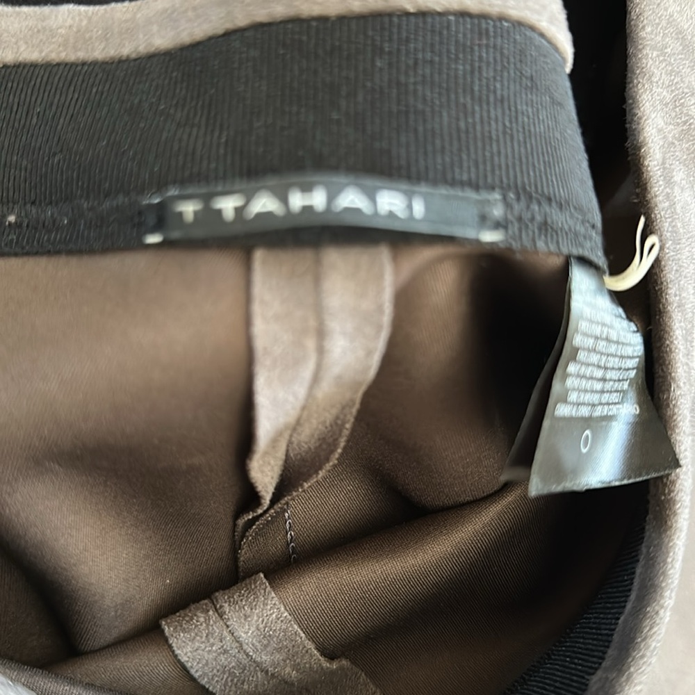 T Tahari gray Suede Pants large - Picture 3 of 5